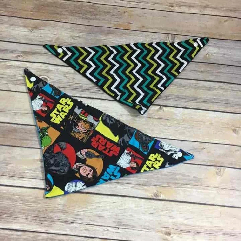 Kids Star Wars Baby Bandana Set Blue Black Chevron‎ Print Snap Bibdanas
